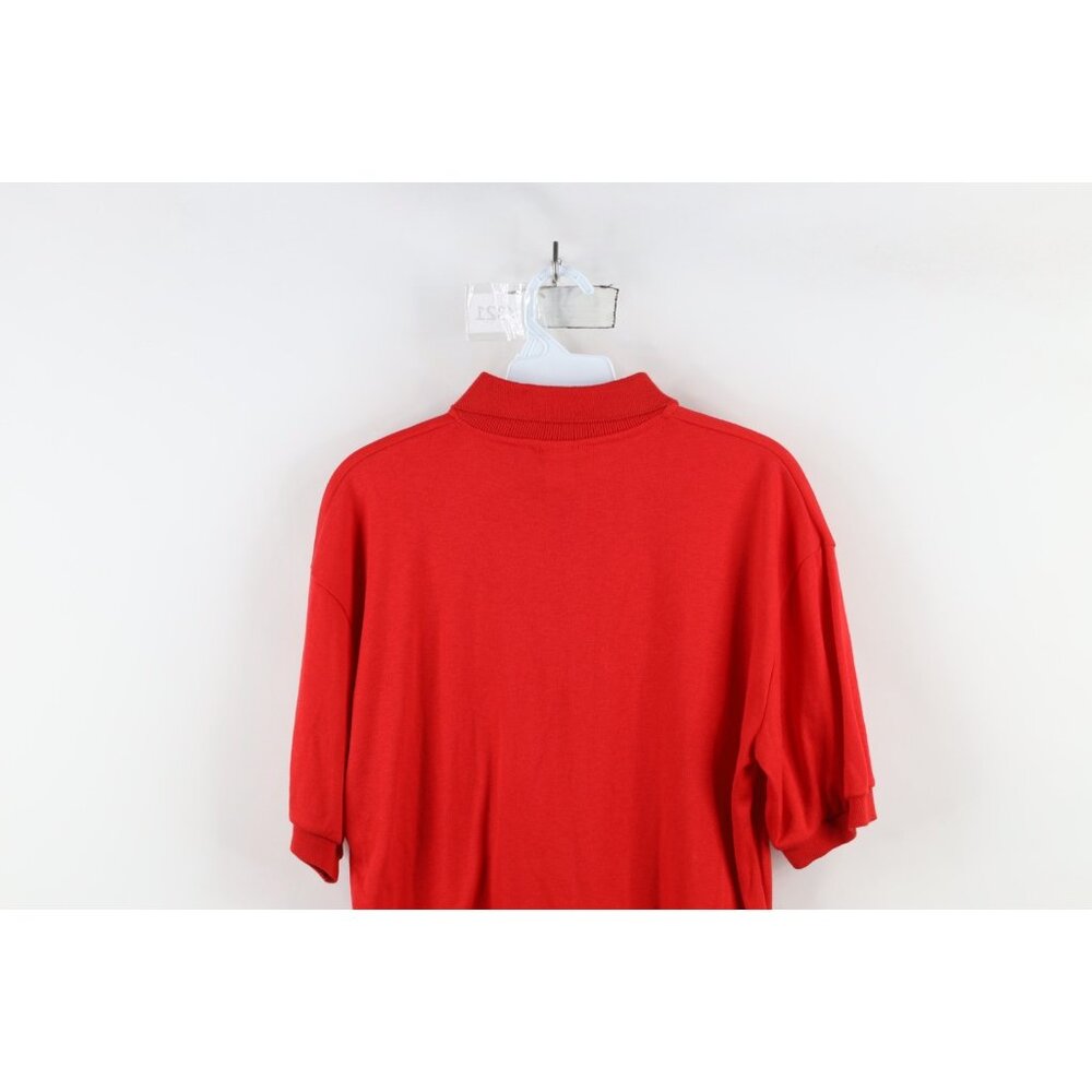 Vtg 80s 90s Streetwear Mens Medium Blank Knit Collared Golf Polo Shirt Red USA - Picture 14 of 15
